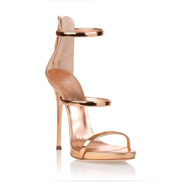 Giuseppe Zanotti Women's Rose Gold Metallic Leather Harmony Sandals Size 38.5 - Picture 2 of 9